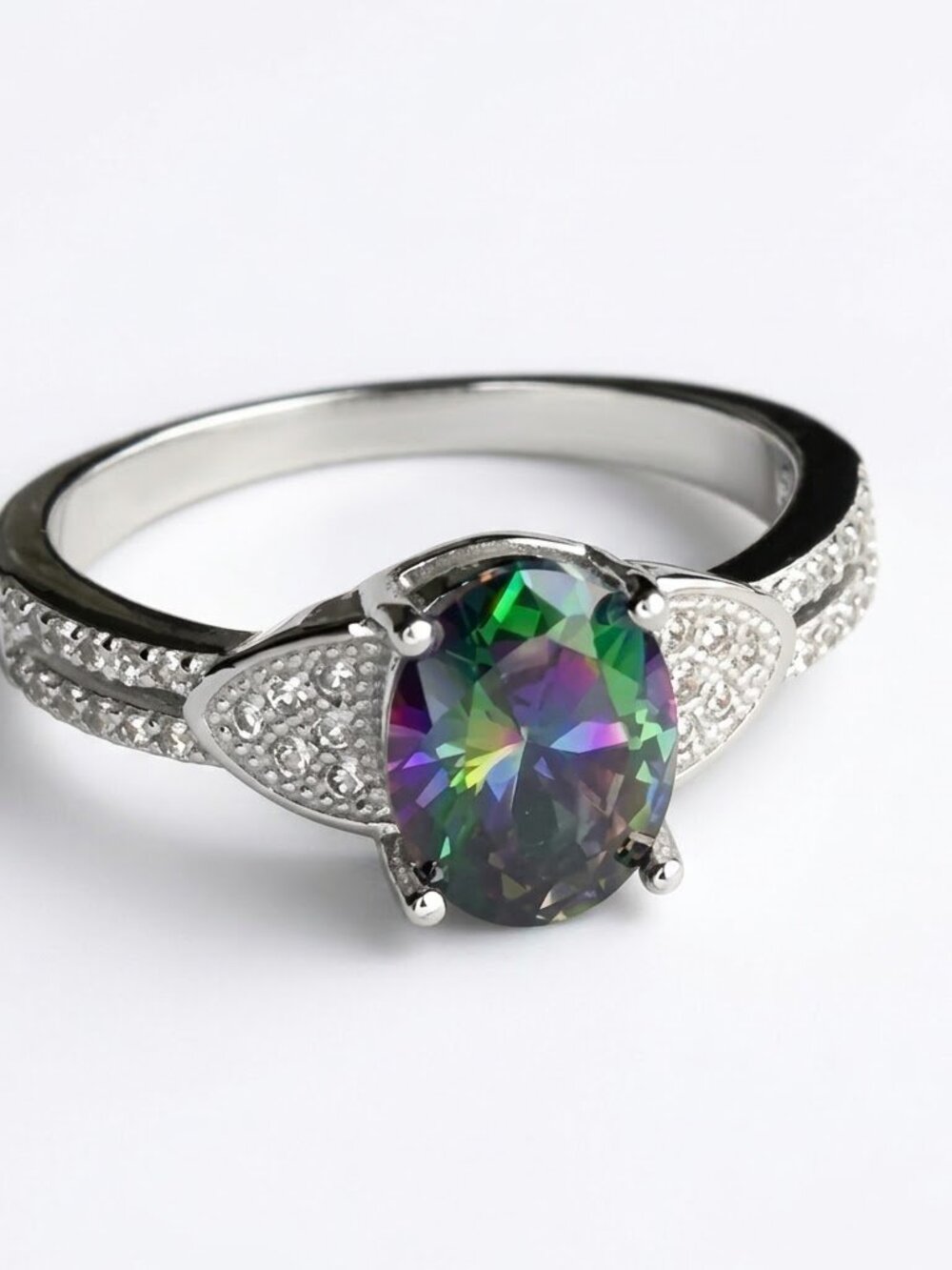NEW Sterling silver Mystic Topaz cz ring size 6